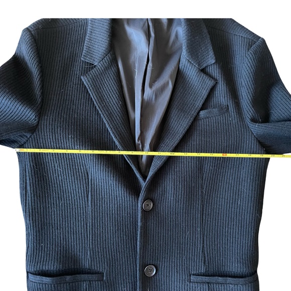Armani Exchange Black Men's 100% Virgin Wool Knit Blazer Jacket Size Large - Picture 12 of 14
